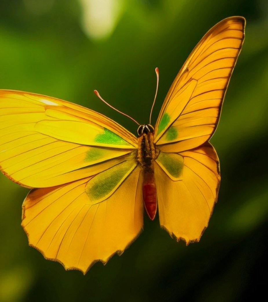 Papillon aux ailes jaune et orangé, symbole de transformation et de croissance